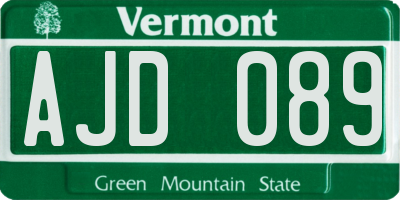 VT license plate AJD089
