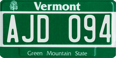VT license plate AJD094