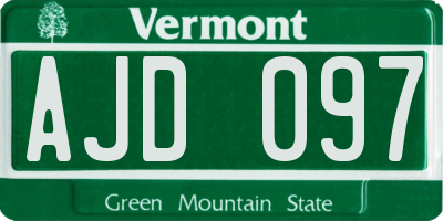 VT license plate AJD097