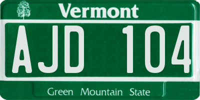 VT license plate AJD104