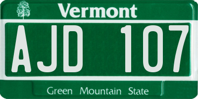 VT license plate AJD107