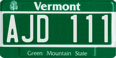 VT license plate AJD111