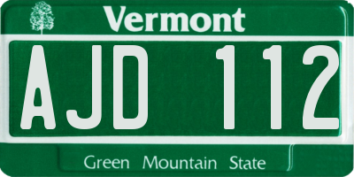 VT license plate AJD112