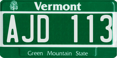 VT license plate AJD113