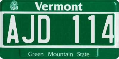 VT license plate AJD114