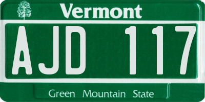 VT license plate AJD117