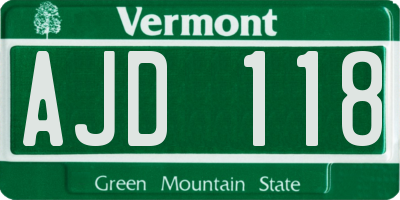 VT license plate AJD118