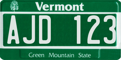 VT license plate AJD123