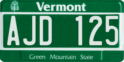 VT license plate AJD125