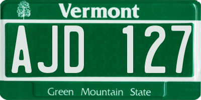 VT license plate AJD127