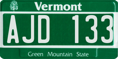 VT license plate AJD133