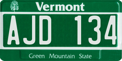 VT license plate AJD134