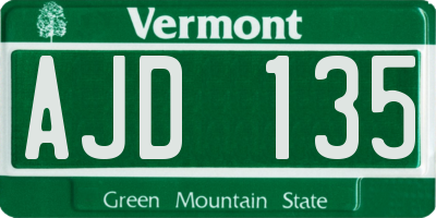 VT license plate AJD135