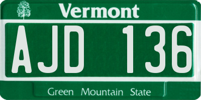 VT license plate AJD136