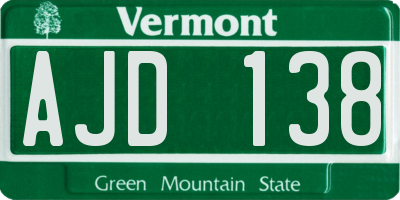 VT license plate AJD138