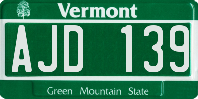VT license plate AJD139