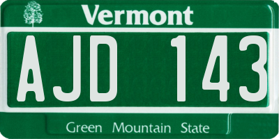 VT license plate AJD143