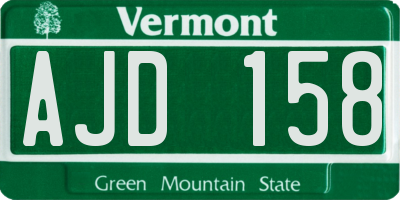 VT license plate AJD158