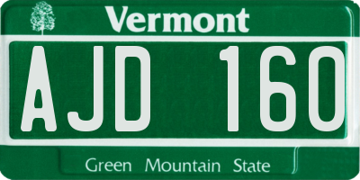 VT license plate AJD160