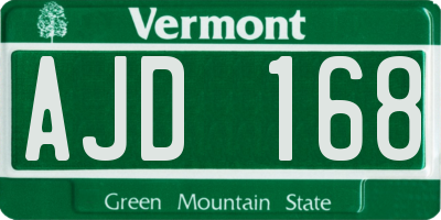 VT license plate AJD168