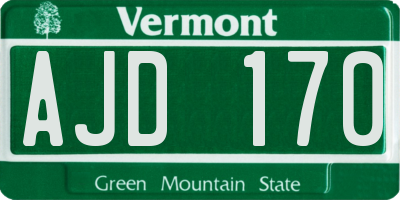 VT license plate AJD170