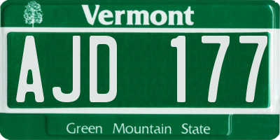 VT license plate AJD177