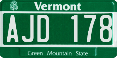 VT license plate AJD178