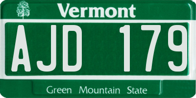 VT license plate AJD179