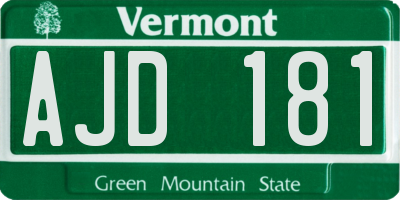 VT license plate AJD181
