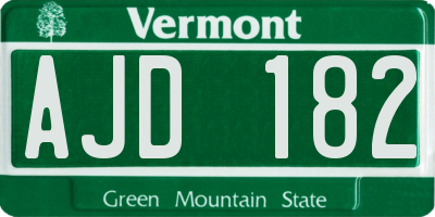 VT license plate AJD182