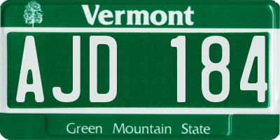 VT license plate AJD184