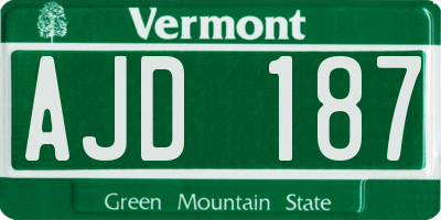 VT license plate AJD187