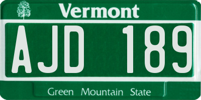 VT license plate AJD189
