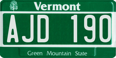 VT license plate AJD190