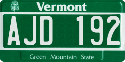 VT license plate AJD192