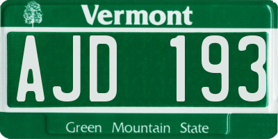 VT license plate AJD193