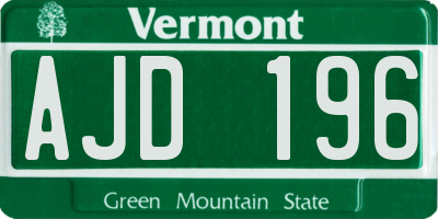 VT license plate AJD196