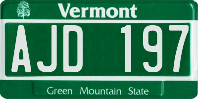 VT license plate AJD197