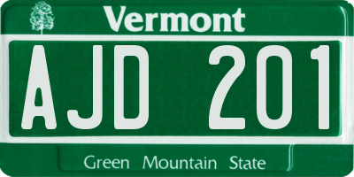 VT license plate AJD201