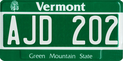 VT license plate AJD202
