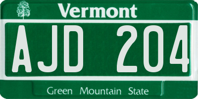 VT license plate AJD204
