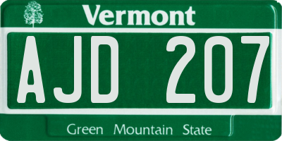 VT license plate AJD207