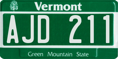 VT license plate AJD211