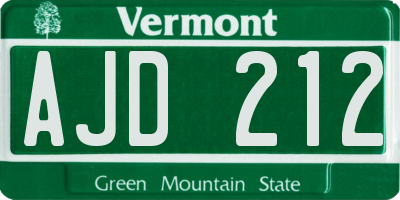 VT license plate AJD212