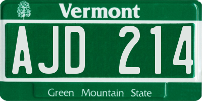 VT license plate AJD214