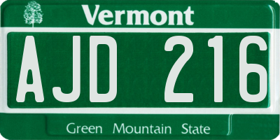 VT license plate AJD216