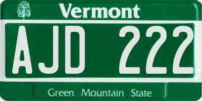VT license plate AJD222