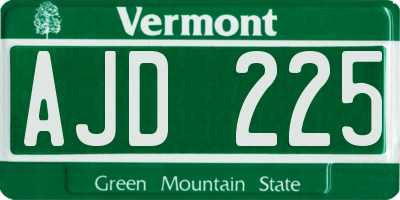 VT license plate AJD225
