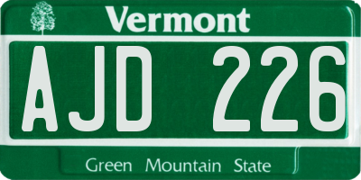 VT license plate AJD226
