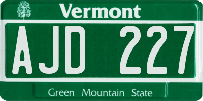 VT license plate AJD227